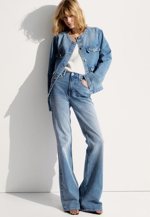 H&M - Collarless denim jacket - denim blue