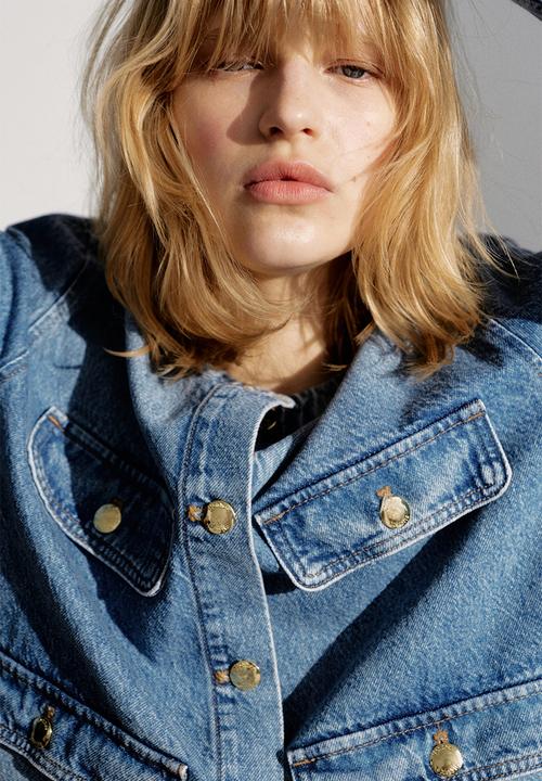 H&M - Collarless denim jacket - denim blue