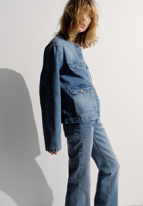H&M - Collarless denim jacket - denim blue