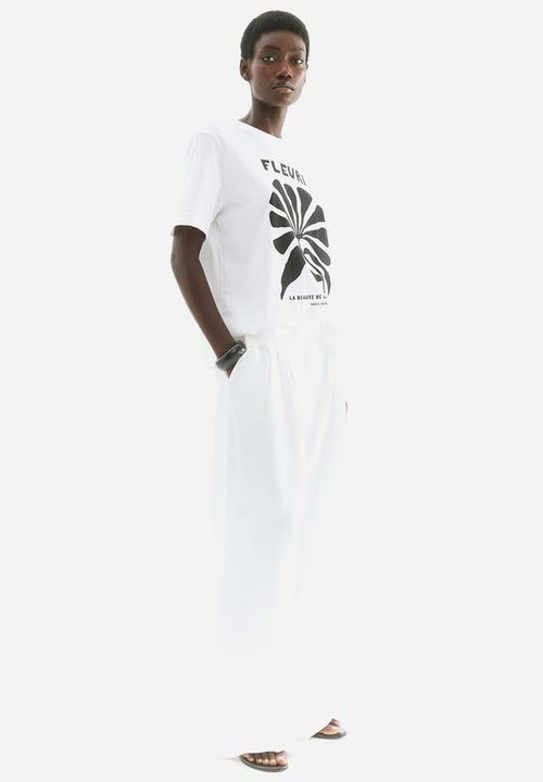 H&M - Printed T-shirt - white/fleuri