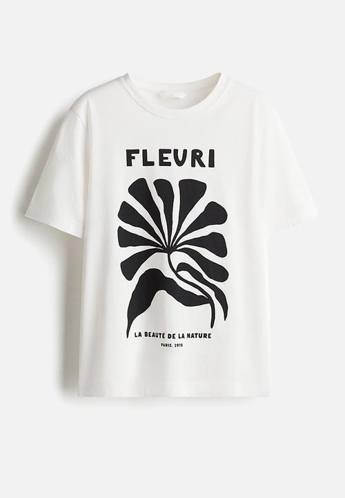 H&M - Printed T-shirt - white/fleuri