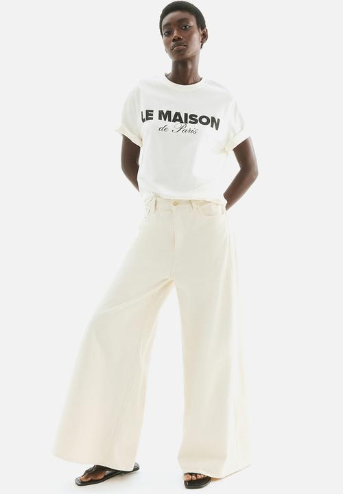 H&M - Printed T-shirt - white/le maison