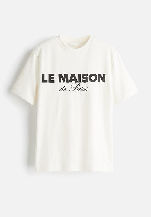 H&M - Printed T-shirt - white/le maison