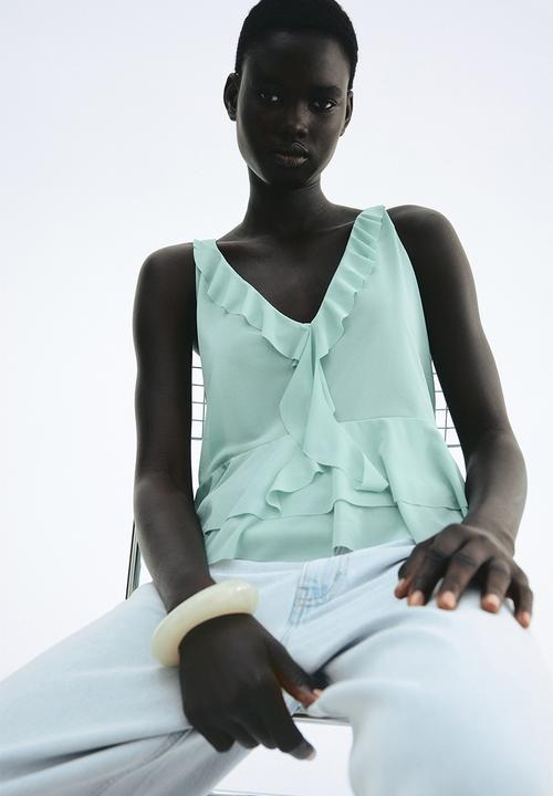 H&M - Flounced vest top - light turquoise