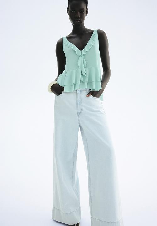 H&M - Flounced vest top - light turquoise