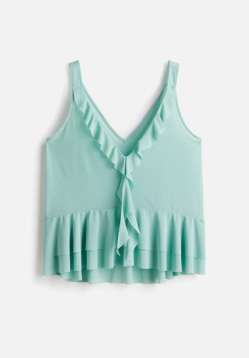 H&M - Flounced vest top - light turquoise