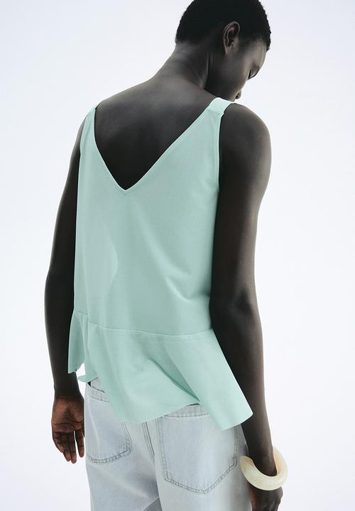 H&M - Flounced vest top - light turquoise