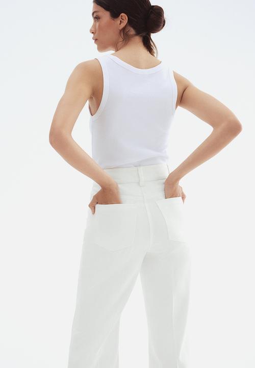 H&M - Flared twill trousers - white