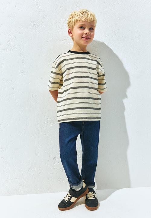 H&M - Loose-fit jacquard T-shirt - light yellow/striped