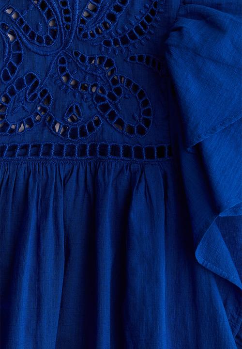 H&M - Flutter-sleeve dress with broderie anglaise - bright blue