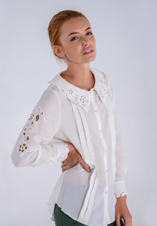 Jane Sews - Amy Embroidered Blouse – White