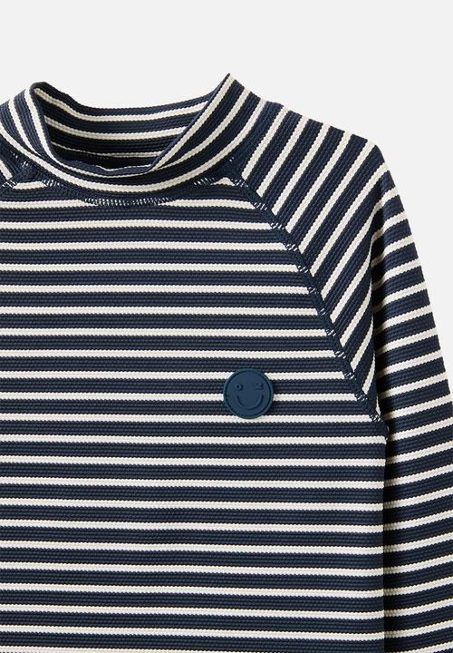 Cotton On - Flynn Long Sleeve Raglan Rash Vest - Squid Ink/Vanilla