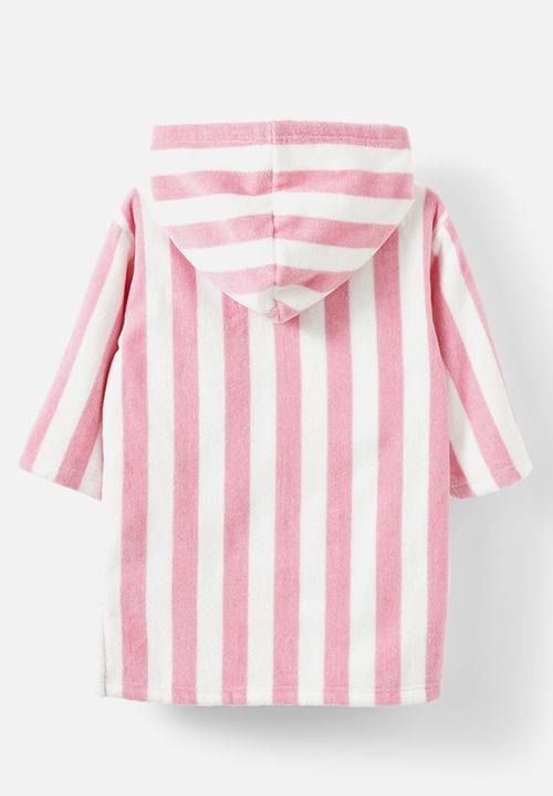 Cotton On - BABY ZIP THROUGH HOODED TOWEL - Marshmallow /bold stripe