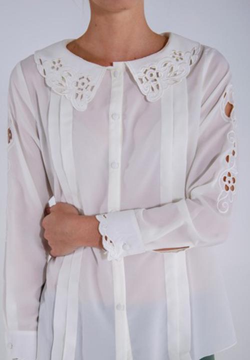 Jane Sews - Amy Embroidered Blouse – White