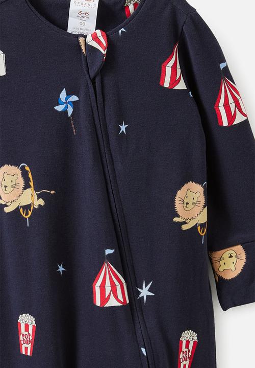 Cotton On - The long sleeve zip romper - navy ink/carnival friends