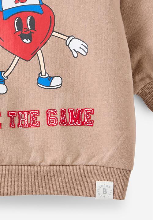 Cotton On - Riley Sweater - Oatmilk/Love The Game