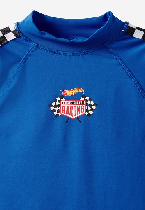 Cotton On - License Flynn Long Sleeve Raglan Rash Vest - Lcn Harbour Blue / Hot Wheels
