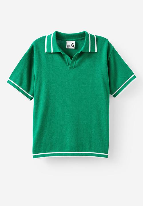 Cotton On - Open Neck Polo - Deep Mint/Vanilla