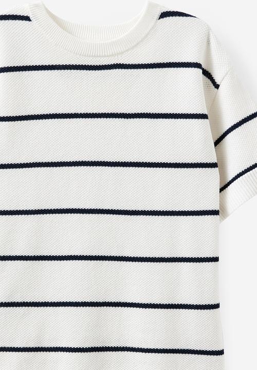 Cotton On - Oversized Knit Tshirt - Vanilla/Squid Ink