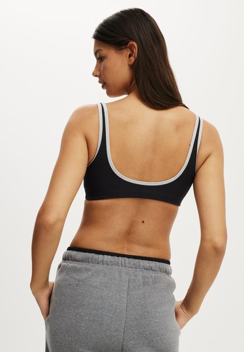 Cotton On - Ultra Soft Low Back Crop - Black/Grey Marle
