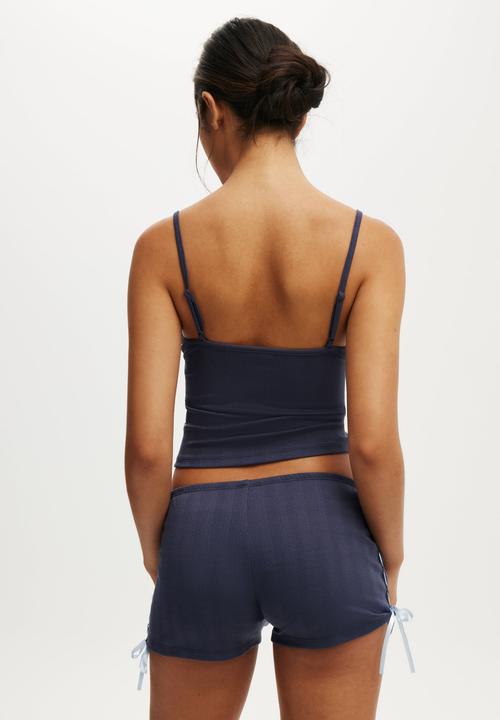 Cotton On - Pointelle square neck cami - steely blue/violet blue