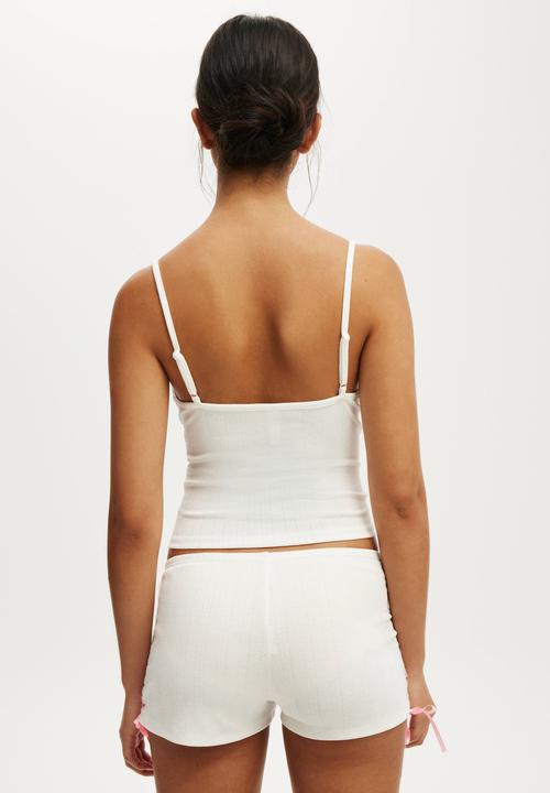 Cotton On - Pointelle ruched boyshort - coconut milk/ blushing bride