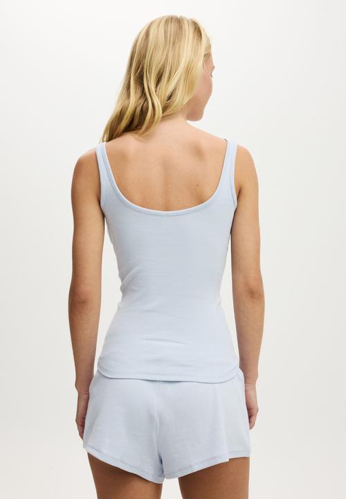 Cotton On - 90s henley rib tank - violet blue