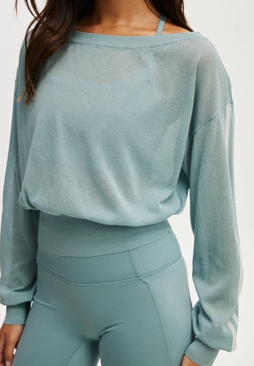 Cotton On - Sheer Asymmetric Knit - Teal Mist