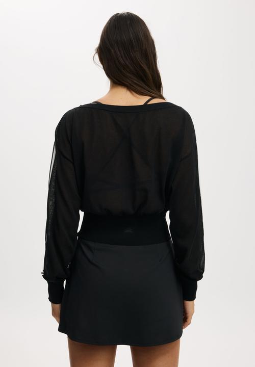 Cotton On - Sheer Asymmetric Knit - Black