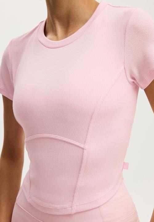 Cotton On - Active Rib Contour Tee - Cherry Dream