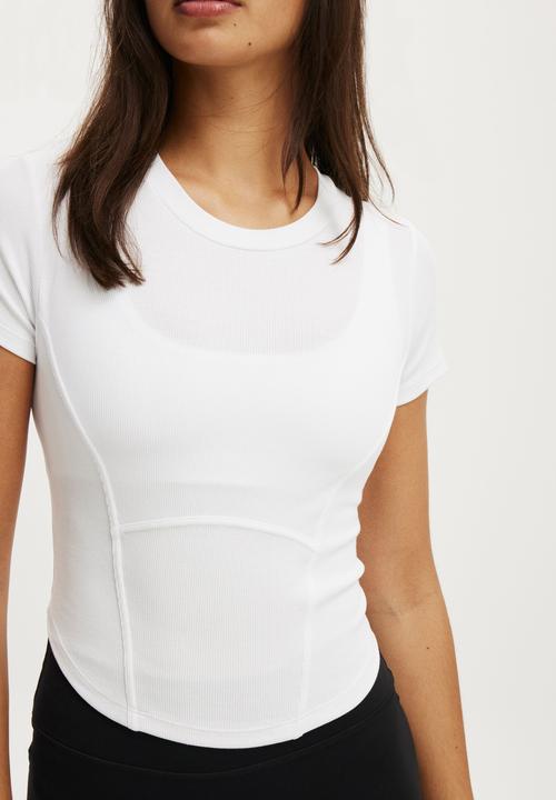 Cotton On - Active Rib Contour Tee - White