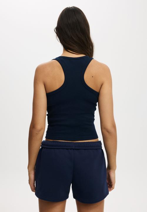 Cotton On - Active Core Rib Racer Tank - Prep Sport Navy