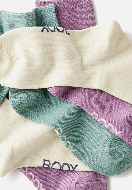 Cotton On - Body mid crew socks 3pk - teal mist multi