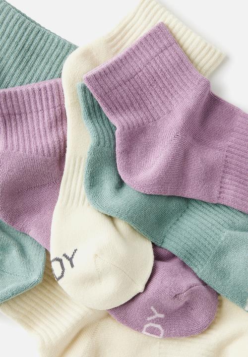 Cotton On - Body qtr crew sock 3pk - teal mist multi
