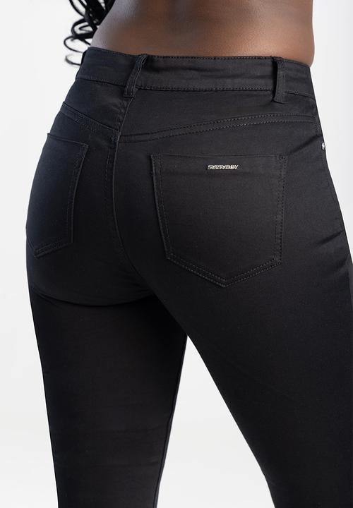 SISSY BOY - Julia Black Sateen Mid Waist Bootleg  - Black