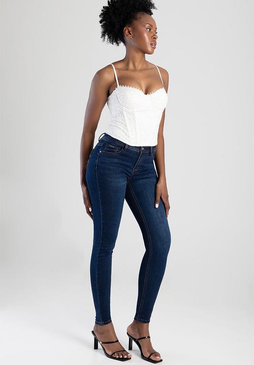 SISSY BOY - Mid Waist Skinny With Full Pocket Embroidery  - Dark Vintage