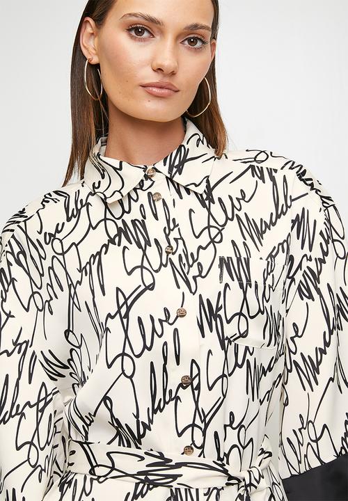 Steve Madden - Ladies nyla kimono shirt with belt - white