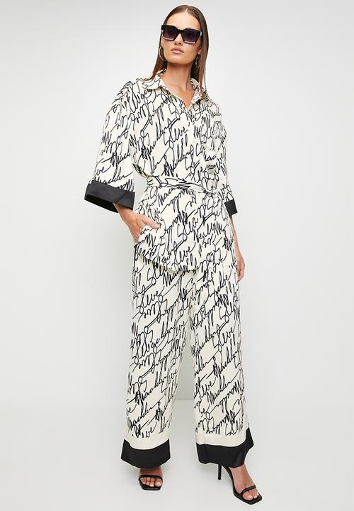 Steve Madden - Ladies nyla kimono shirt with belt - white