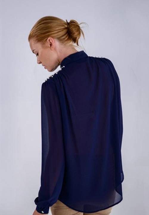 Jane Sews - Libby Pearl Embellished Blouse – Blue