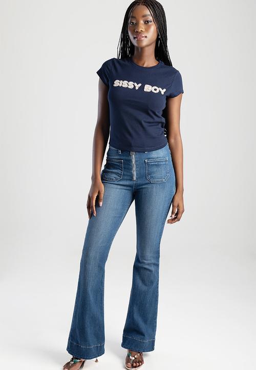 SISSY BOY - Wild Hearts Baby Tshirt With Pink And Pearl Transfer - Navy