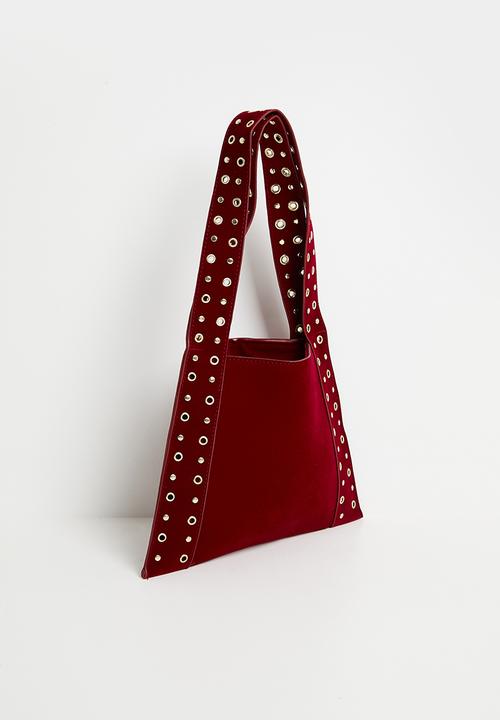 Tessa Design - Kathleen studded tote bag- burgundy
