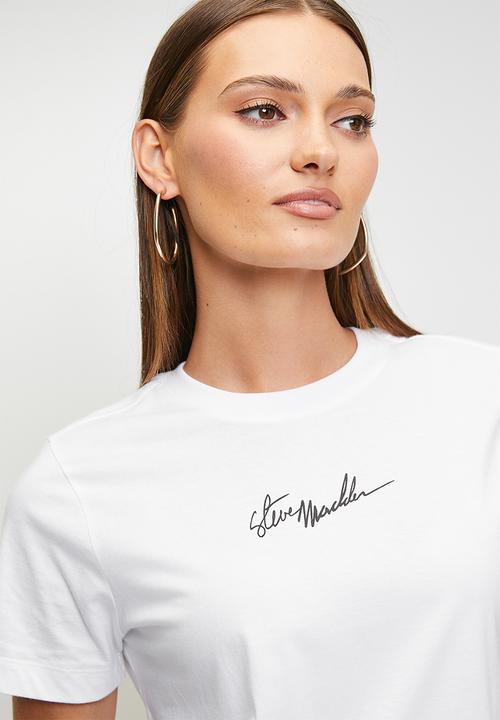 Steve Madden - Sydney signature crew neck T-shirt - optic white