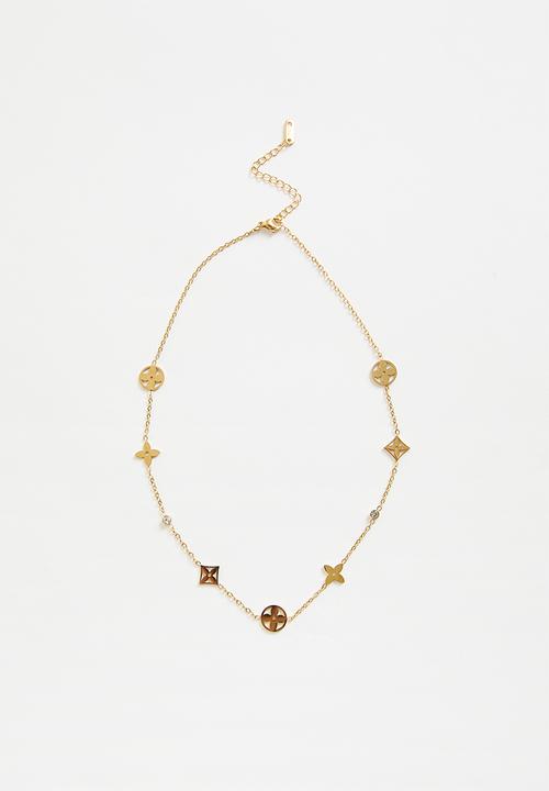 Zoe on Trend - Trendy Motif Layer Necklace - Gold