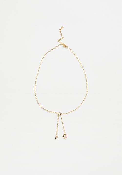 Zoe on Trend - Pretty Heart Duet Drop Necklace - Gold