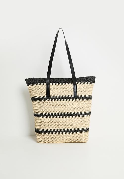 Tessa Design - Celine woven straw striped tote bag- natural
