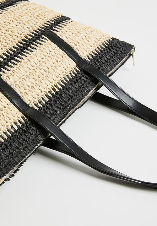 Tessa Design - Celine woven straw striped tote bag- natural