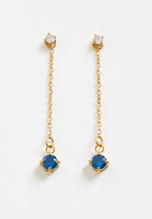 Zoe on Trend - Elegant Drop Earrings - Gold/Blue