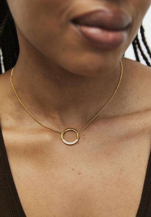 Zoe on Trend - Modern Circle Designer Necklace- Gold