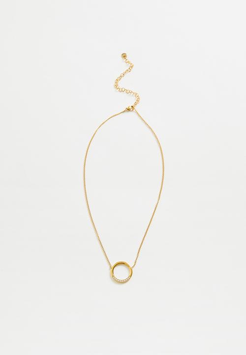 Zoe on Trend - Modern Circle Designer Necklace- Gold