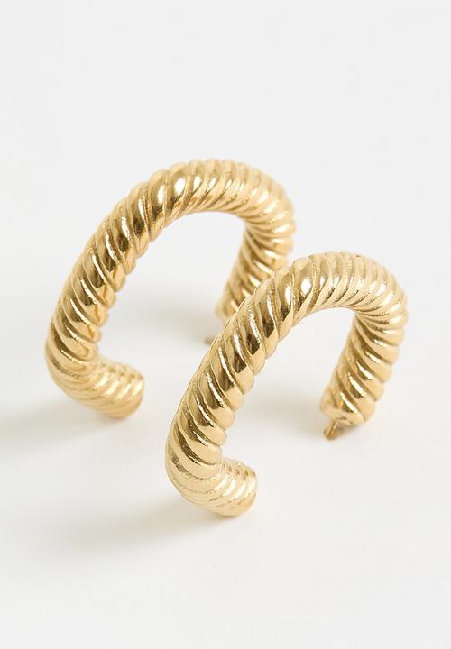Zoe on Trend - Modern Twisted Rope Earrings- Gold